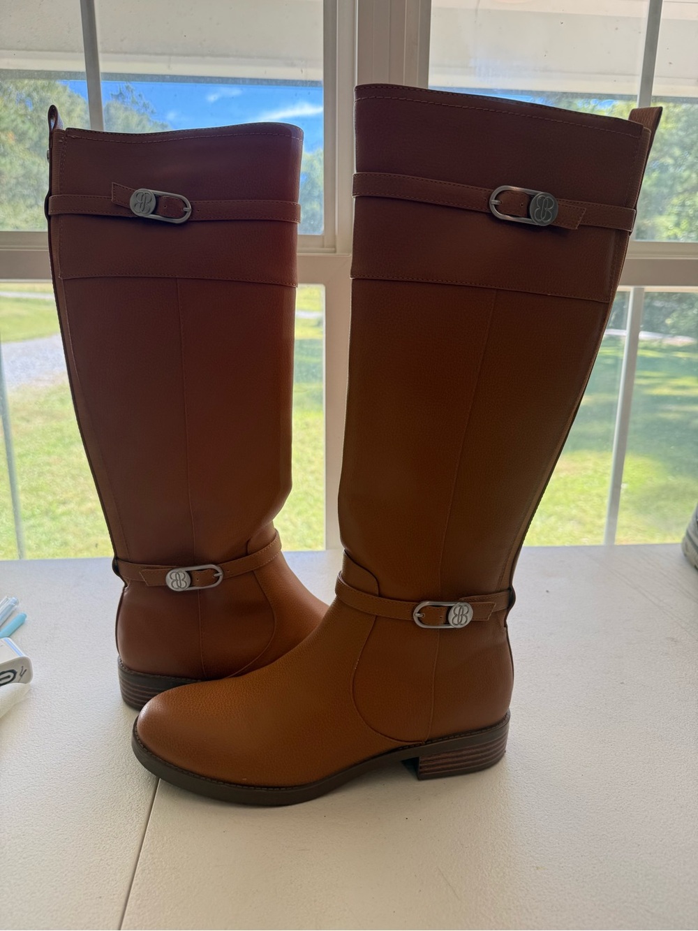 Bandolino Tan Riding Boots with Buckle Detail